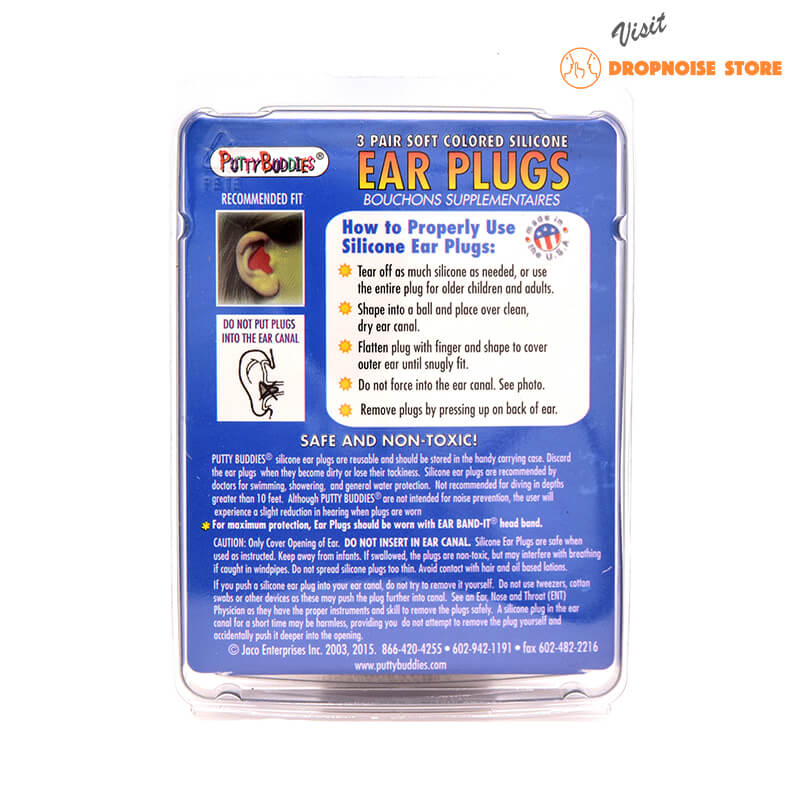 Putty Buddies Swimming Ear Plugs w/ Floatable & Flexible Soft Silicone 2 Pack 
