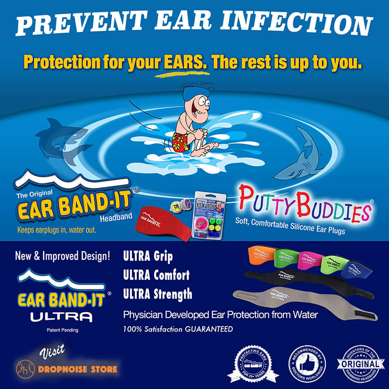 Swimming Ear Plugs PUTTY BUDDIES EAR BAND-IT Floating Silicone Earplugs 3 Pack 